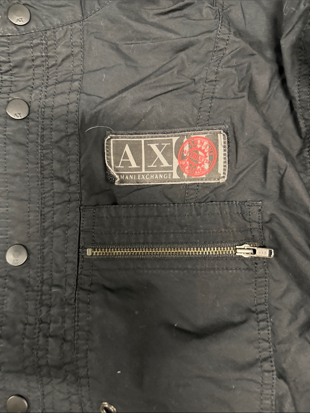 Armani Exchange Black Jacket with Red Logo Patch - Picture 2 of 3